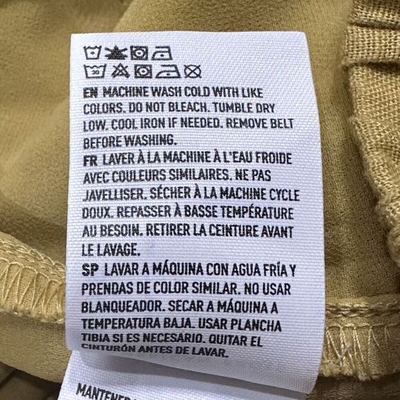 American Eagle Linen Blend Shorts Women S Mustard Yellow Belted Pleated Boho NEW - Picture 11 of 12